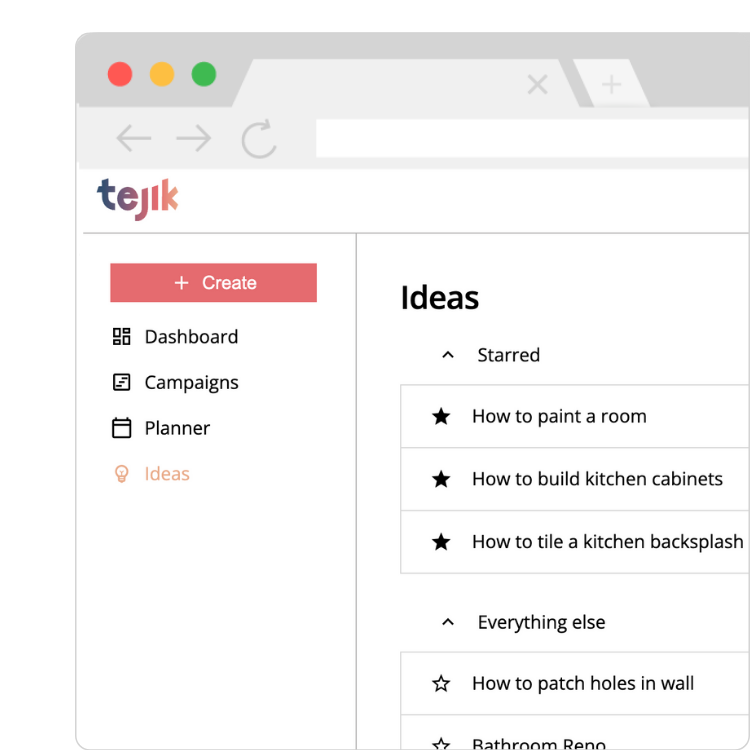 Tejik App Zoom of ideas page
